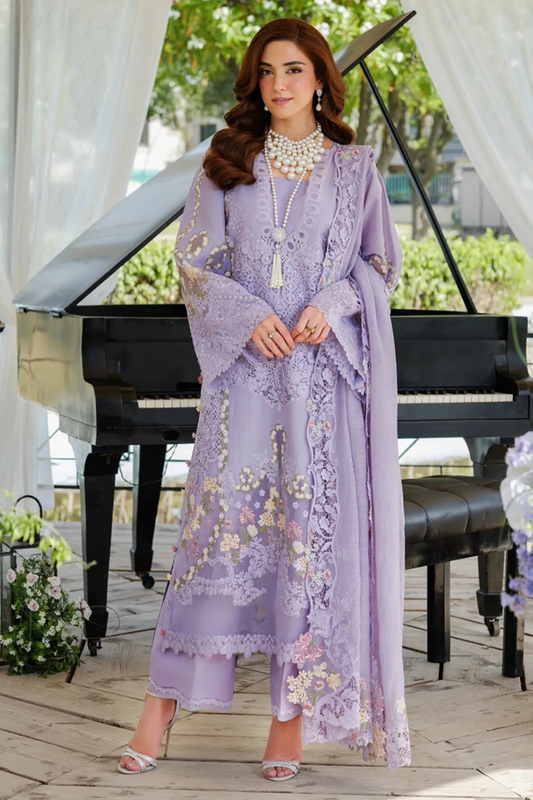 Unstitched 3 Piece Fully Embroidered Lawn Dress With Embroidered Cotton Net Dupatta