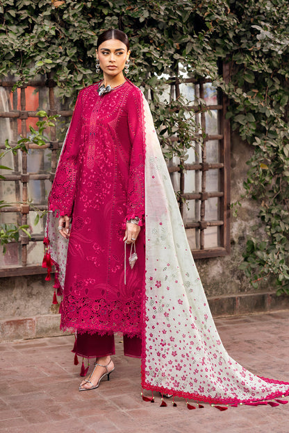 Unstitched 3 Piece Fully Embroidered Lawn Suit With Printed Monar Dupatta