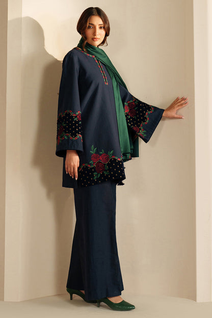 Unstitched 3 Piece Fully Embroidered Dhanak Suit with Embroidered Dupatta