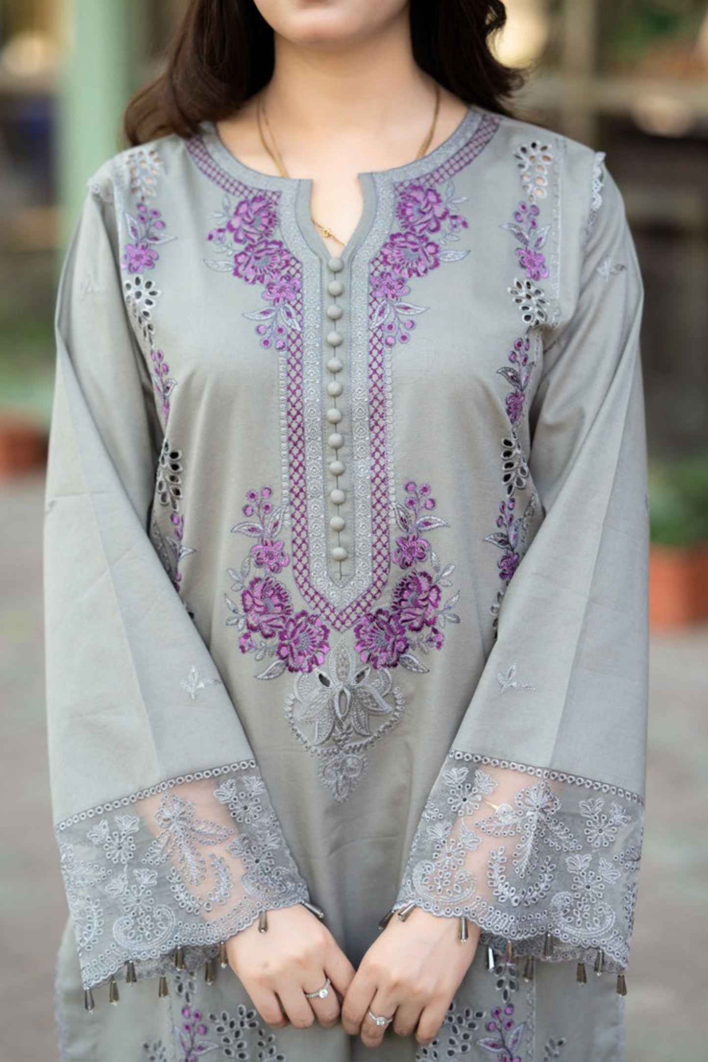 Unstitched 3 Piece Fully Embroidered Lawn Suit With Embroidered Shiffon Dupatta