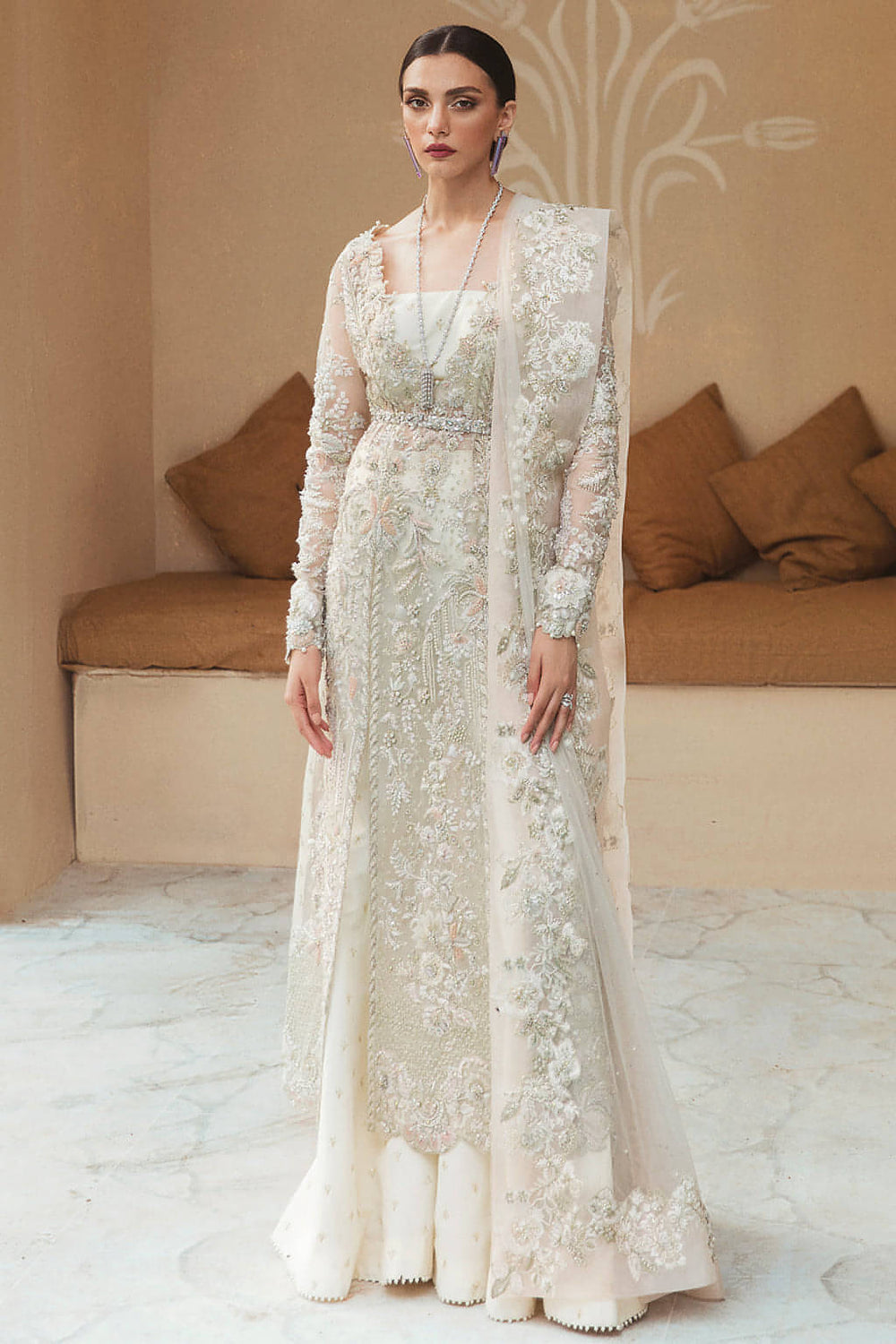 Unstitched 3 Piece Fully Embroidered Organza Dress With Embroidered Dupatta