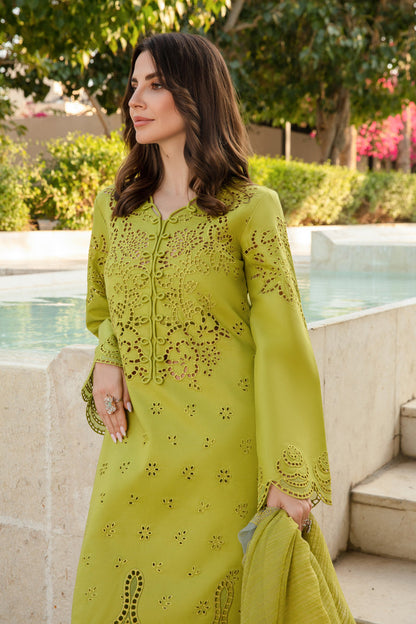 Unstitched 3 Piece Fully Embroidered Lawn Suit With Embroidered Cotton Net Dupatta
