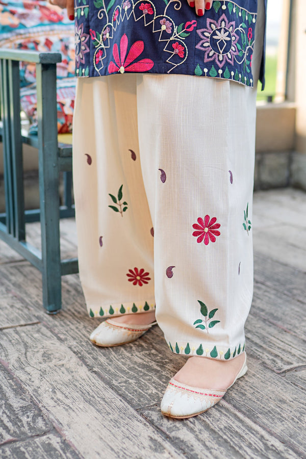Unstitched 2 Piece Embroidered Lawn Dress With Embroidered Trouser