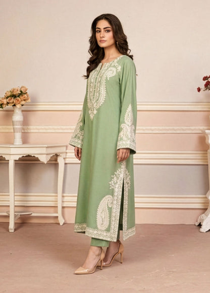 Unstitched 3 Piece Fully Embroidered Lawn Suit With Shiffon Dupatta