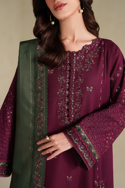 Unstitched 3 Piece Fully Embroidered Lawn Suit With Embroidered Lawn Dupatta