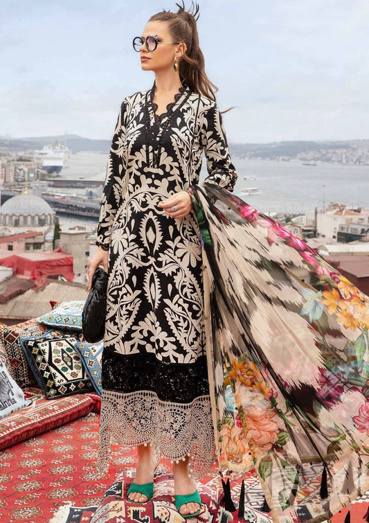Unstitched 3 Piece Digital Printed Khaddar Suit With Printed Khaddar Dupatta