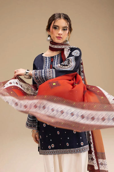 Unstitched 3 Piece Fully Embroidered Lawn Suit with Printed Monar Dupatta