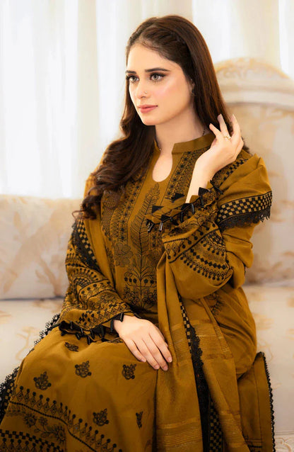 3 Piece Unstitched Fully Embroidered Lawn Fabric With Lawn Embroidered Dupatta