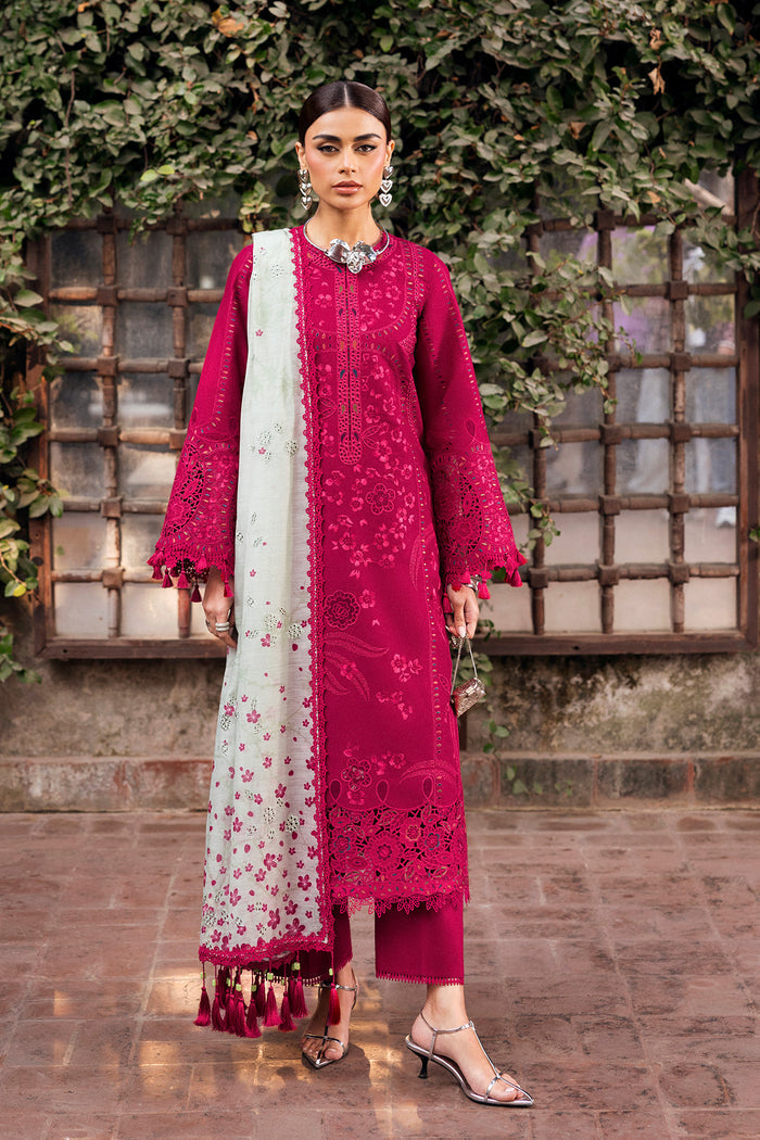 Unstitched 3 Piece Fully Embroidered Lawn Suit With Printed Monar Dupatta