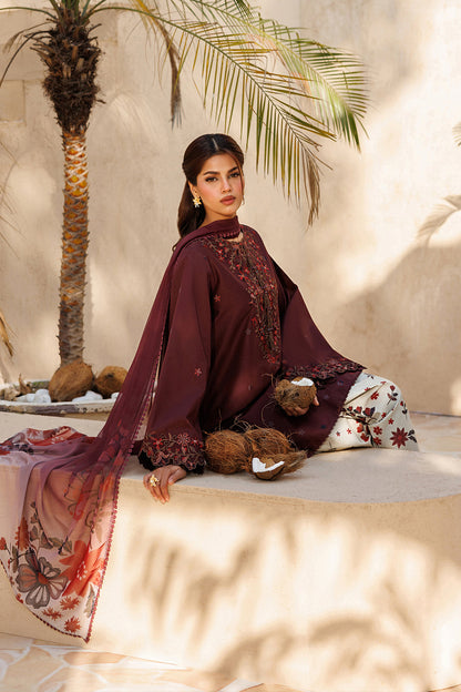 Unstitched 3 Pec Digital Printing & Embroidered Lawn Suit With Printed Polly Lawn Dupatta