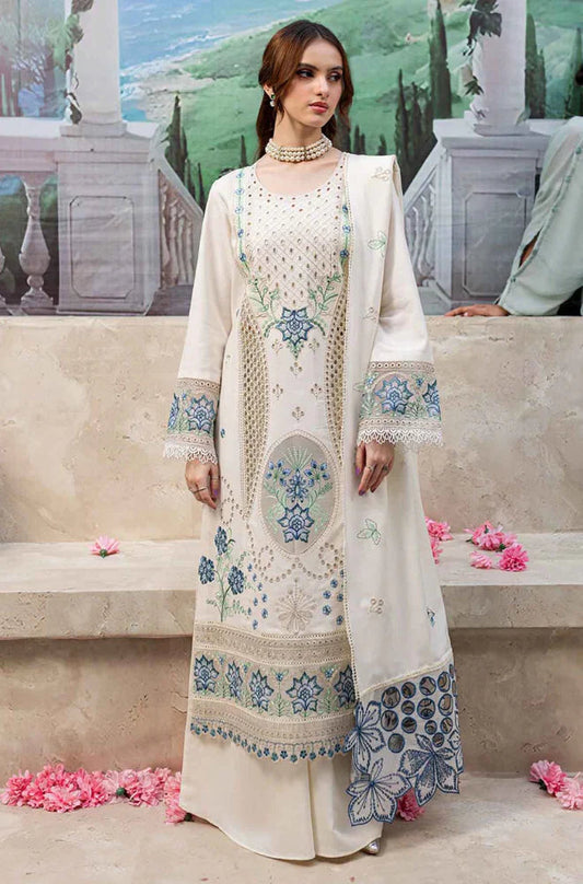 Unstitched 3 Piece Fully Embroidered Lawn Dress With Embroidered Lawn Dupatta