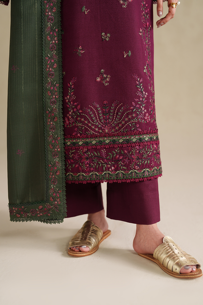 Unstitched 3 Piece Fully Embroidered Lawn Suit With Embroidered Lawn Dupatta