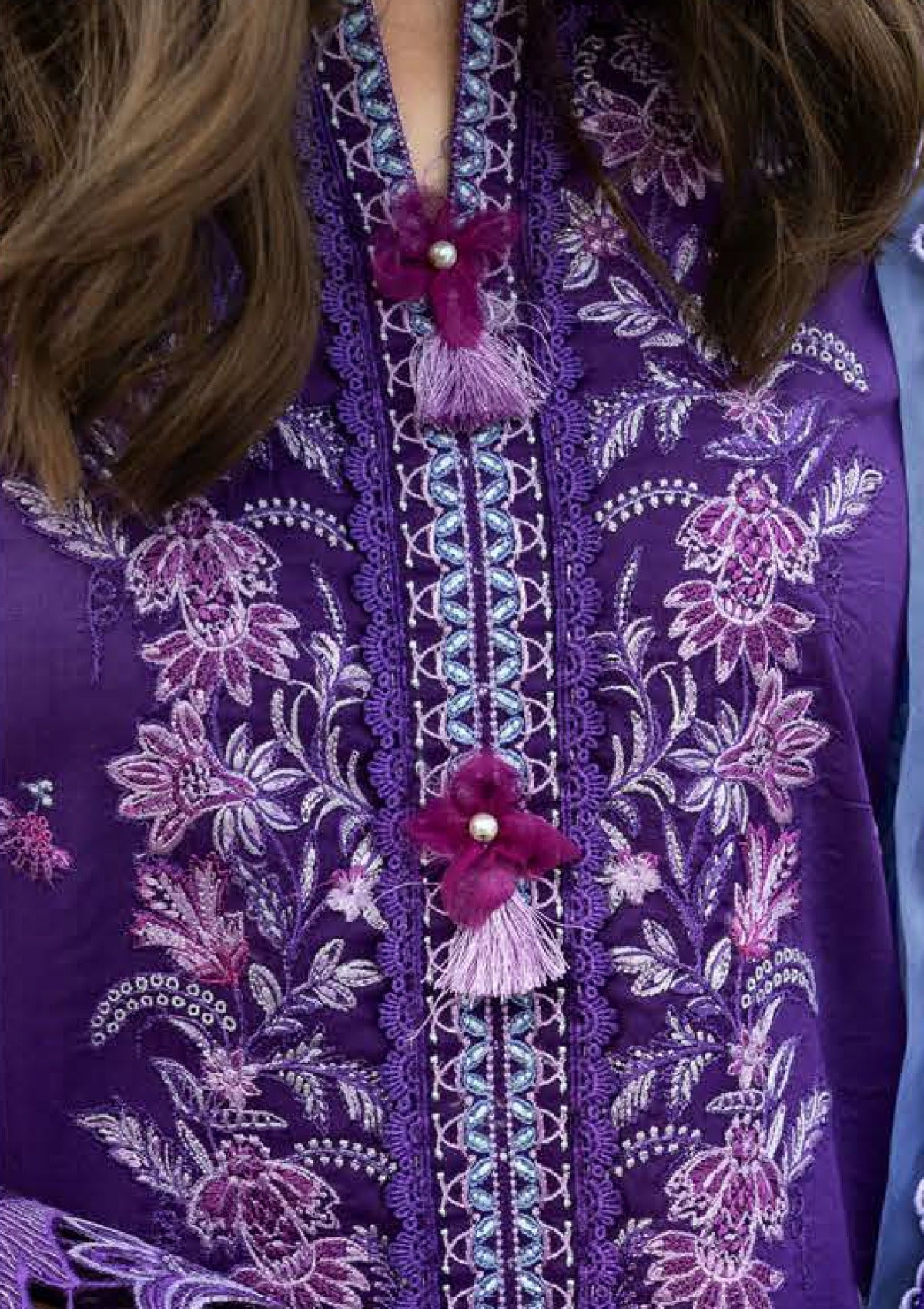 Unstitched 3 Piece Fully Embroidered Lawn Suit With Printed Monar Dupatta