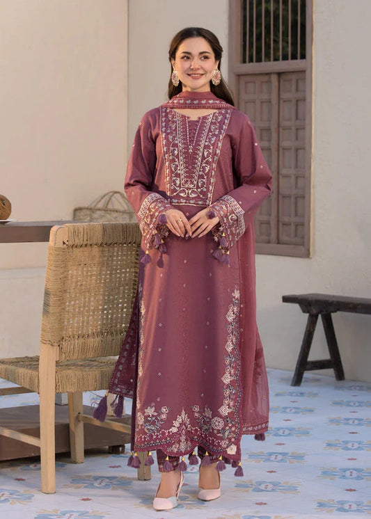 Unstitched 3 Pec Fully Embroidered Lawn Suit With Chiffon Dupatta With Short Border Pallu And Motif
