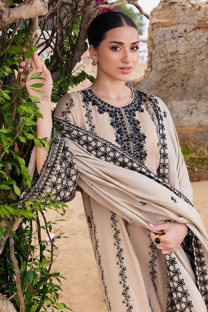 Unstitched 3 Piece Fully Embroidered Dhanak Suit with Embroidered Wool Shawl