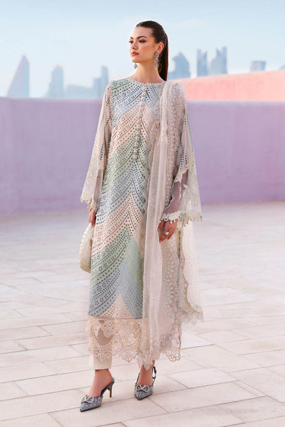 Unstitched 3 Piece Fully Embroidered Chickan Kari Lawn Suit With Printed Organza Dupatta