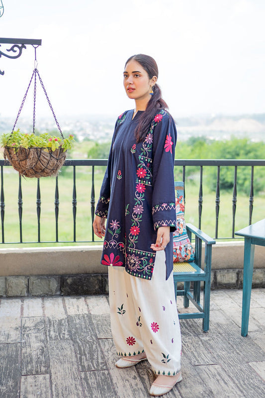 Unstitched 2 Piece Embroidered Lawn Dress With Embroidered Trouser