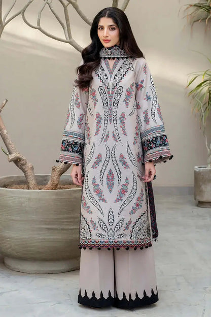 Unstitched 3 Pec Fully Embroidered Lawn Suit With Printed Lawn Dupatta