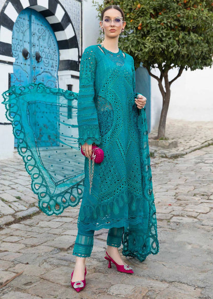 Unstitched 3 Piece Fully Embroidered Lawn Suit With Embroidered Organza Dupatta