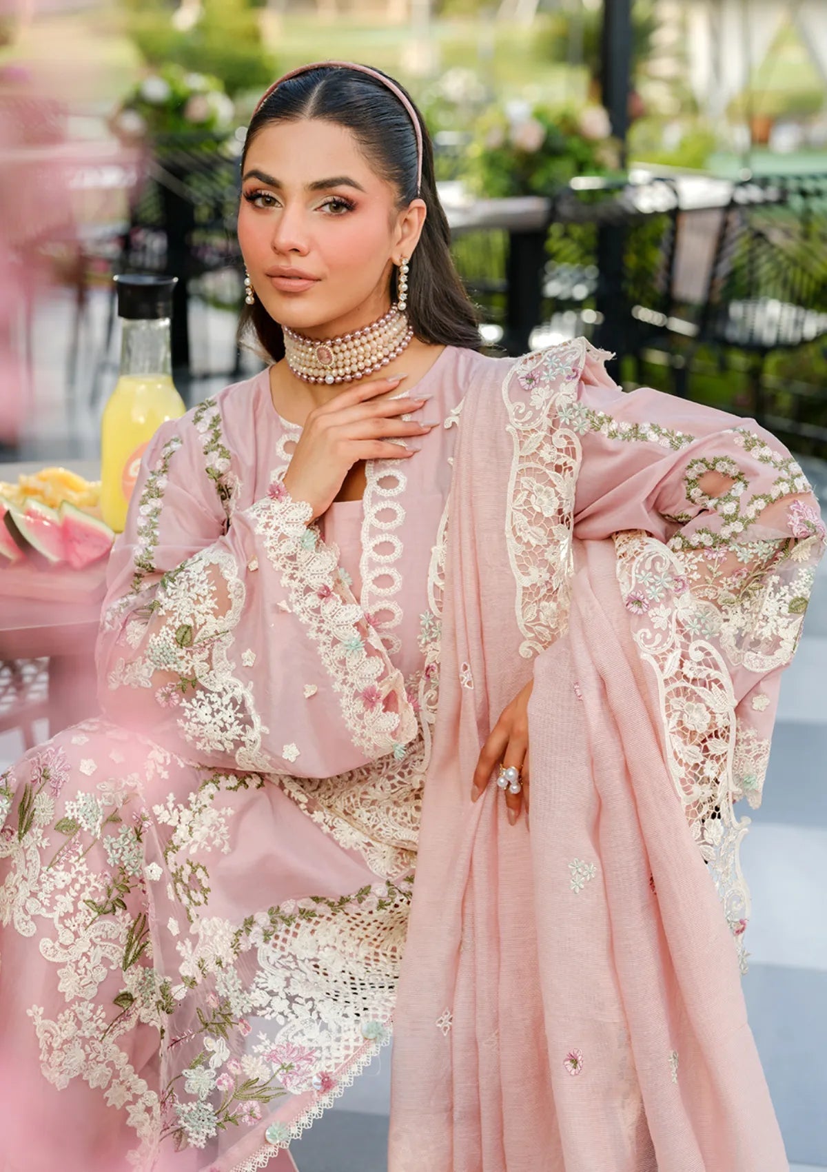 Unstitched 3 Piece Fully Embroidered Lawn Dress With Embroidered Cotton Net Dupatta