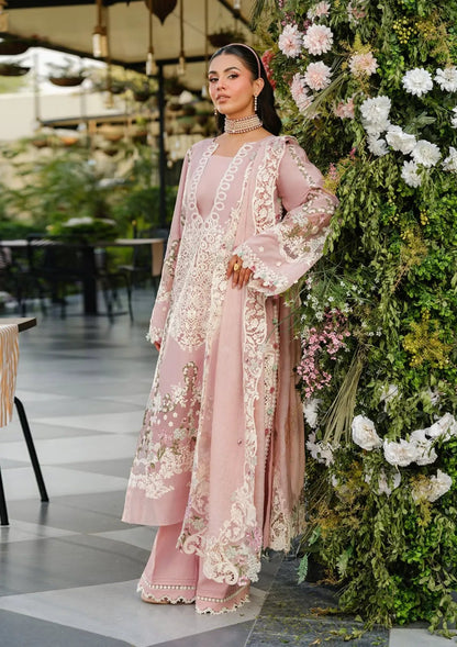 Unstitched 3 Piece Fully Embroidered Lawn Dress With Embroidered Cotton Net Dupatta