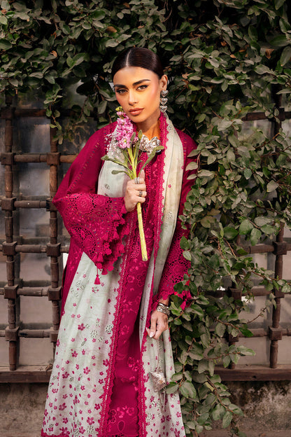 Unstitched 3 Piece Fully Embroidered Lawn Suit With Printed Monar Dupatta