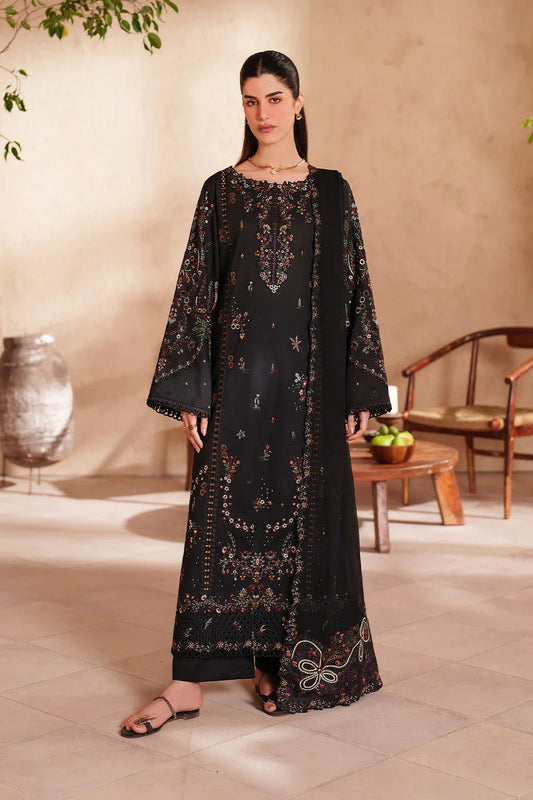 Unstitched 3 Pec Fully Embroidered Lawn Suit With Embroidered Shiffon Dupatta