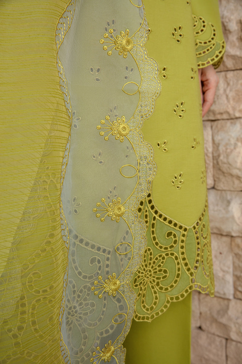 Unstitched 3 Piece Fully Embroidered Lawn Suit With Embroidered Cotton Net Dupatta