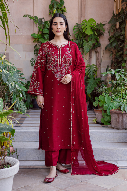 Unstitched 3 Piece Fully Embroidered Lawn Suit With Embroidered Chiffon Dupatta