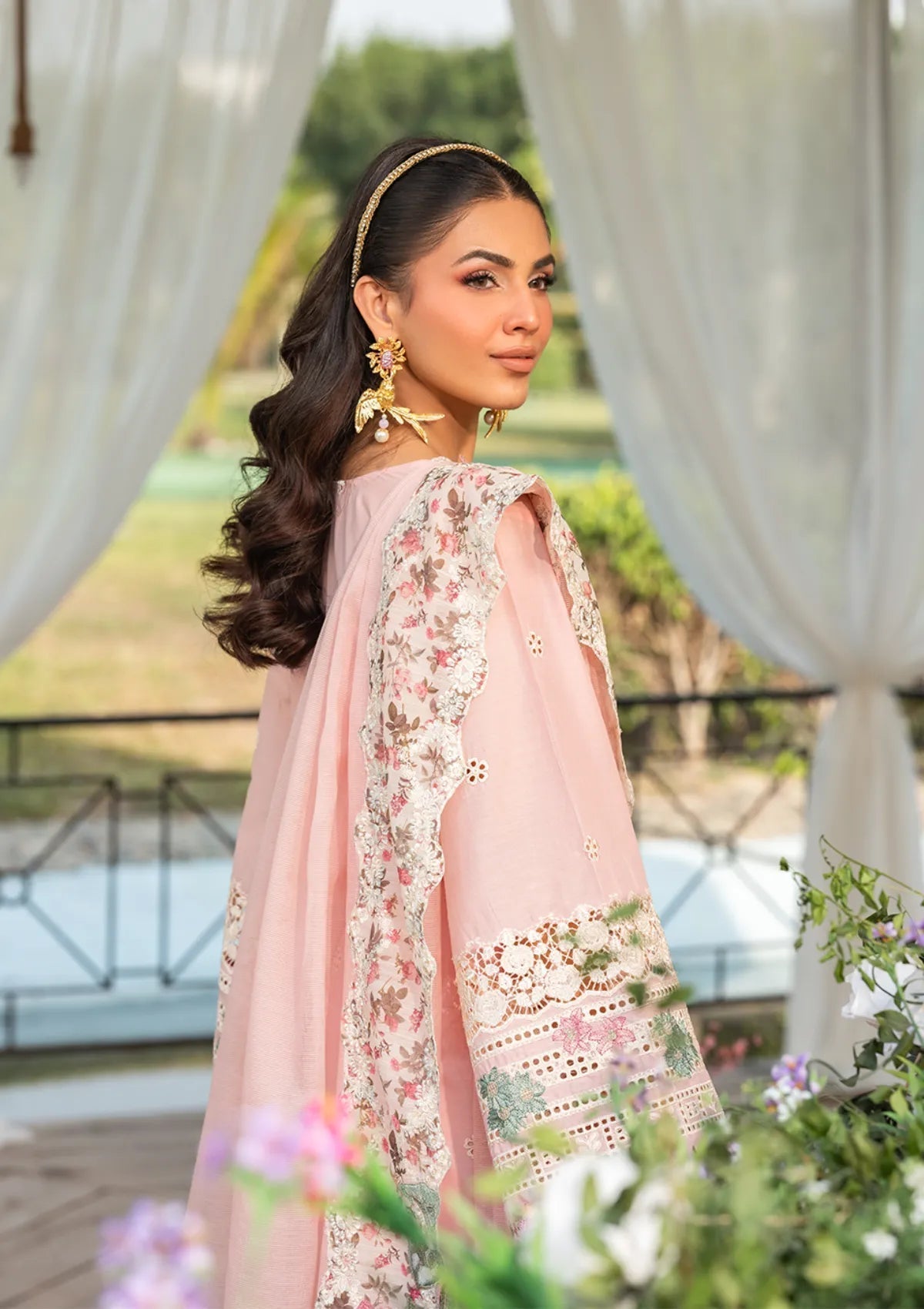 Unstitched 3 Piece Fully Embroidered Lawn Dress With Embroidered Cotton Net Dupatta