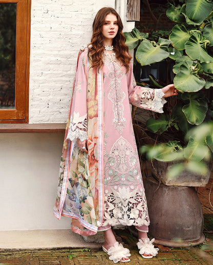 Unstitched 3 Pec Fully Embroidered Lawn Suit With Printed Silk Dupatta