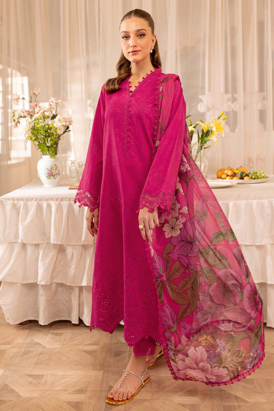 Unstitched 3 Piece Fully Embroidered Lawn Dress With Printed Monar Dupatta