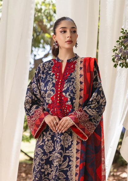 Unstitched 3 Piece Digital Printed Lawn Suit with Printed Lawn Dupatta