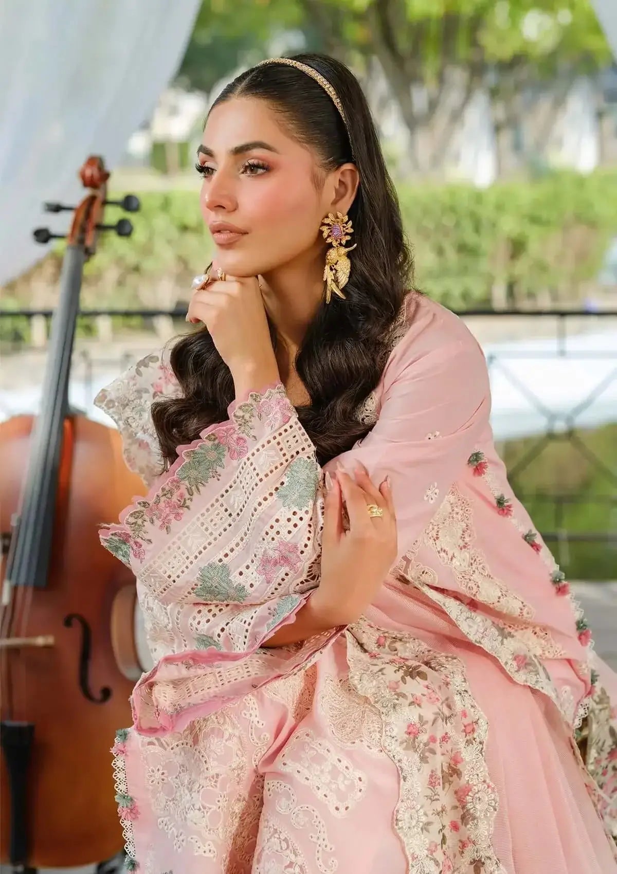 Unstitched 3 Piece Fully Embroidered Lawn Suit With Embroidered Cotton Net Dupatta