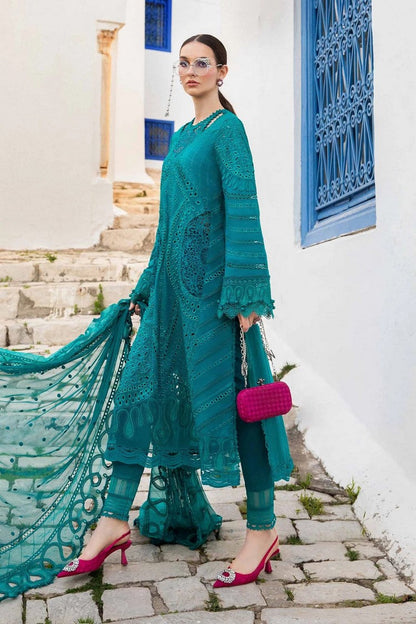 Unstitched 3 Piece Fully Embroidered Lawn Suit With Embroidered Organza Dupatta