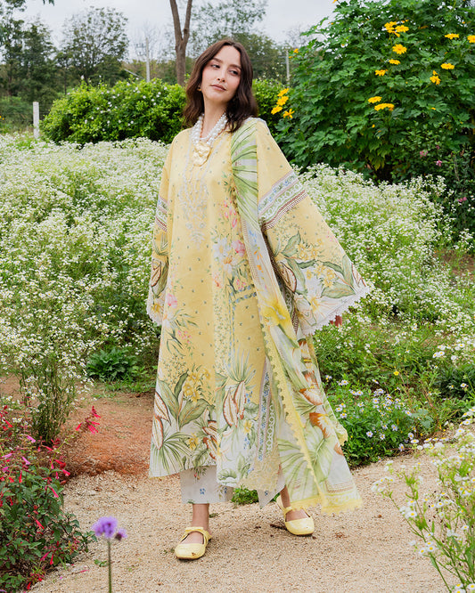 Unstitched 3 Pec Digital Printing & Embroidered Lawn Suit With Printed Lawn Dupatta