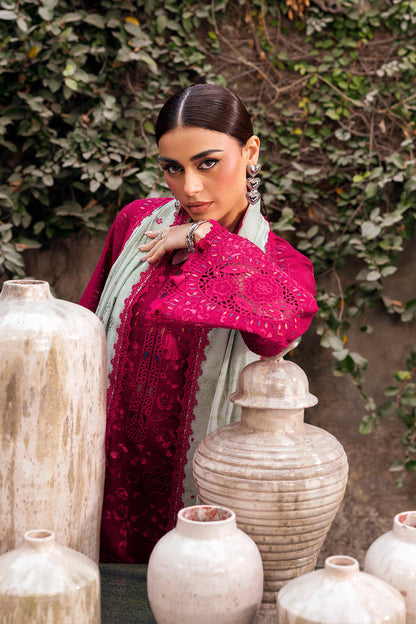 Unstitched 3 Piece Fully Embroidered Lawn Suit With Printed Monar Dupatta