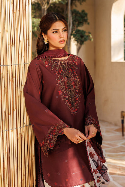 Unstitched 3 Pec Digital Printing & Embroidered Lawn Suit With Printed Polly Lawn Dupatta