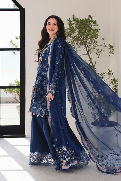 Unstitched 3 Piece Fully Embroidered Lawn Suit With Embroidered Shiffon Dupatta