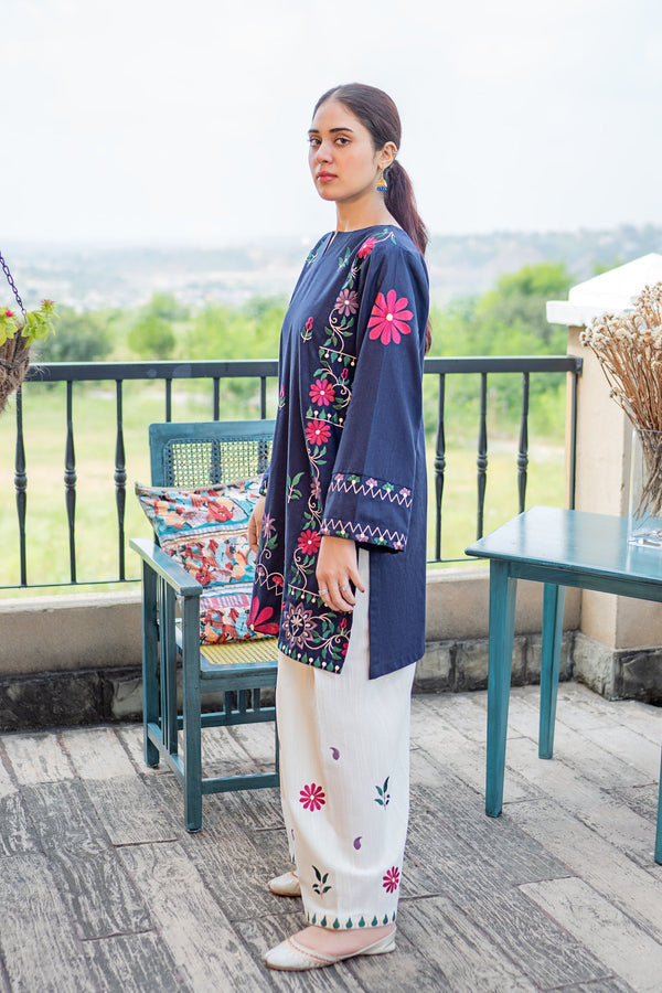 Unstitched 2 Piece Embroidered Lawn Dress With Embroidered Trouser