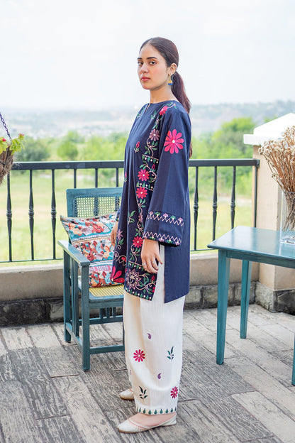 Unstitched 2 Piece Embroidered Lawn Dress With Embroidered Trouser