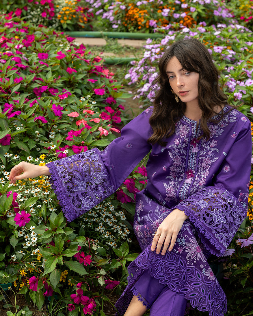 Unstitched 3 Piece Fully Embroidered Lawn Suit With Printed Monar Dupatta