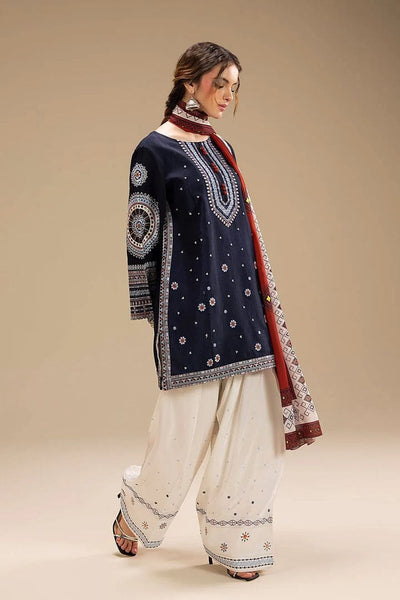 Unstitched 3 Piece Fully Embroidered Lawn Suit with Printed Monar Dupatta