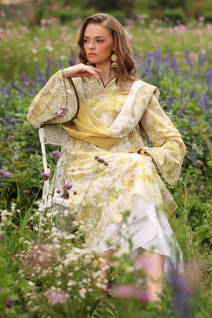 Unstitched 3 Piece Digital Printed Lawn Suit with Printed Lawn Dupatta
