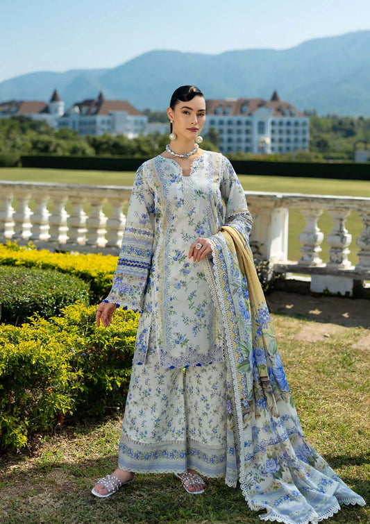 Unstitched 3 Piece Digital Printed Lawn Suit with Digital Printed Lawn Dupatta