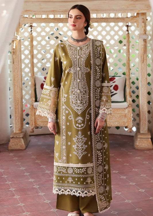 Unstitched 3 Piece Fully Embroidered Lawn Suit with Embroidered Organza Dupatta