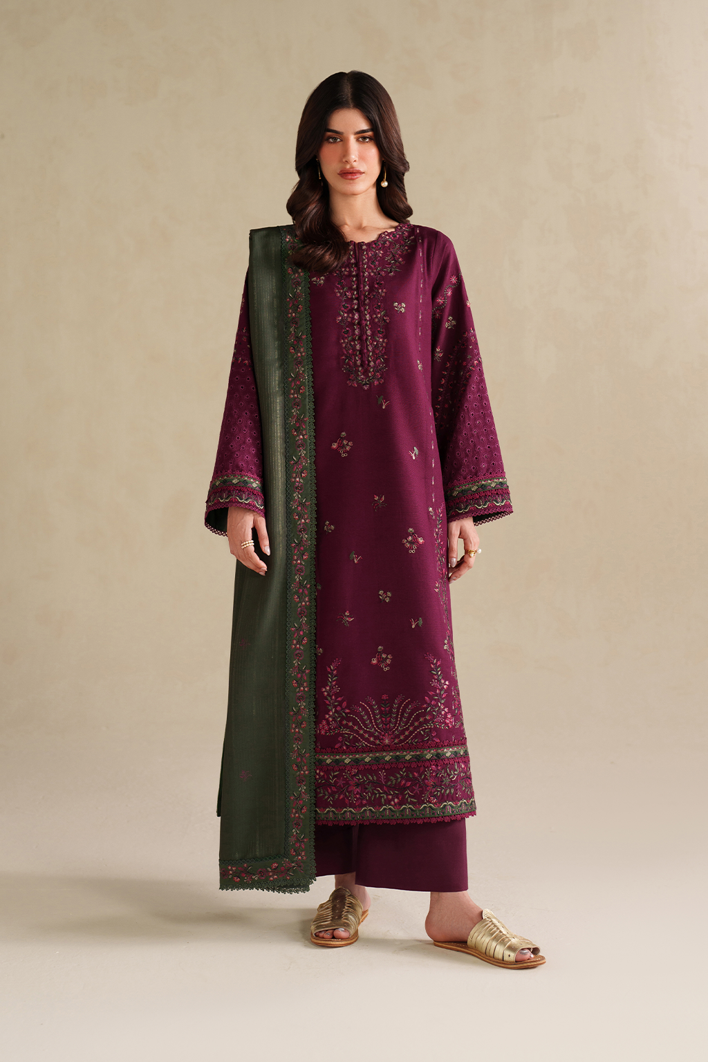 Unstitched 3 Piece Fully Embroidered Lawn Suit With Embroidered Lawn Dupatta
