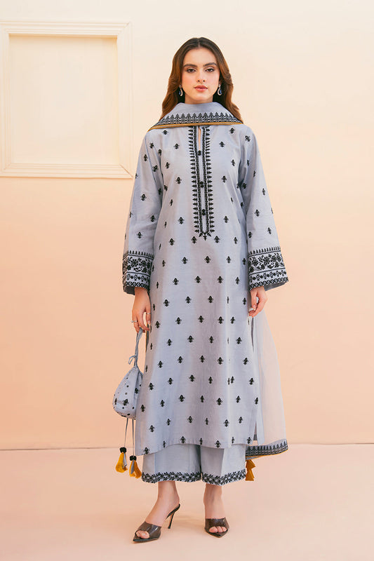 Unstitched 3 Piece Fully Embroidered Lawn Suit With Embroidered Organza Dupatta