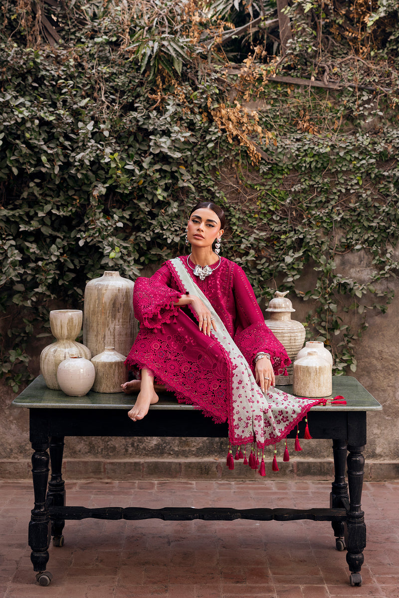 Unstitched 3 Piece Fully Embroidered Lawn Suit With Printed Monar Dupatta