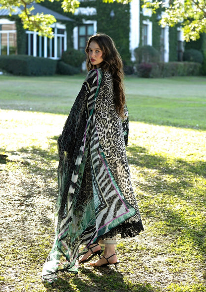 Unstitched 3 Piece Digital Printed Lawn Suit with Printed Lawn Dupatta